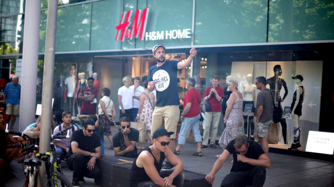 Stephan preaching the Gospel on the streets of Dresden, Germany in 2016