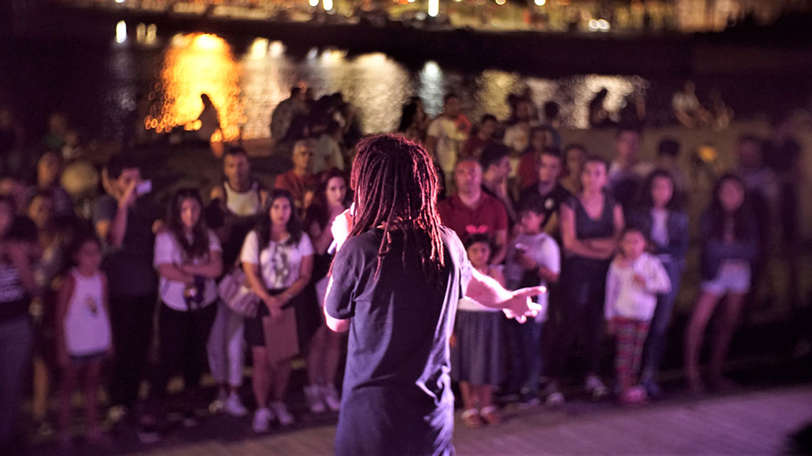 David preaching after a show in Turkey